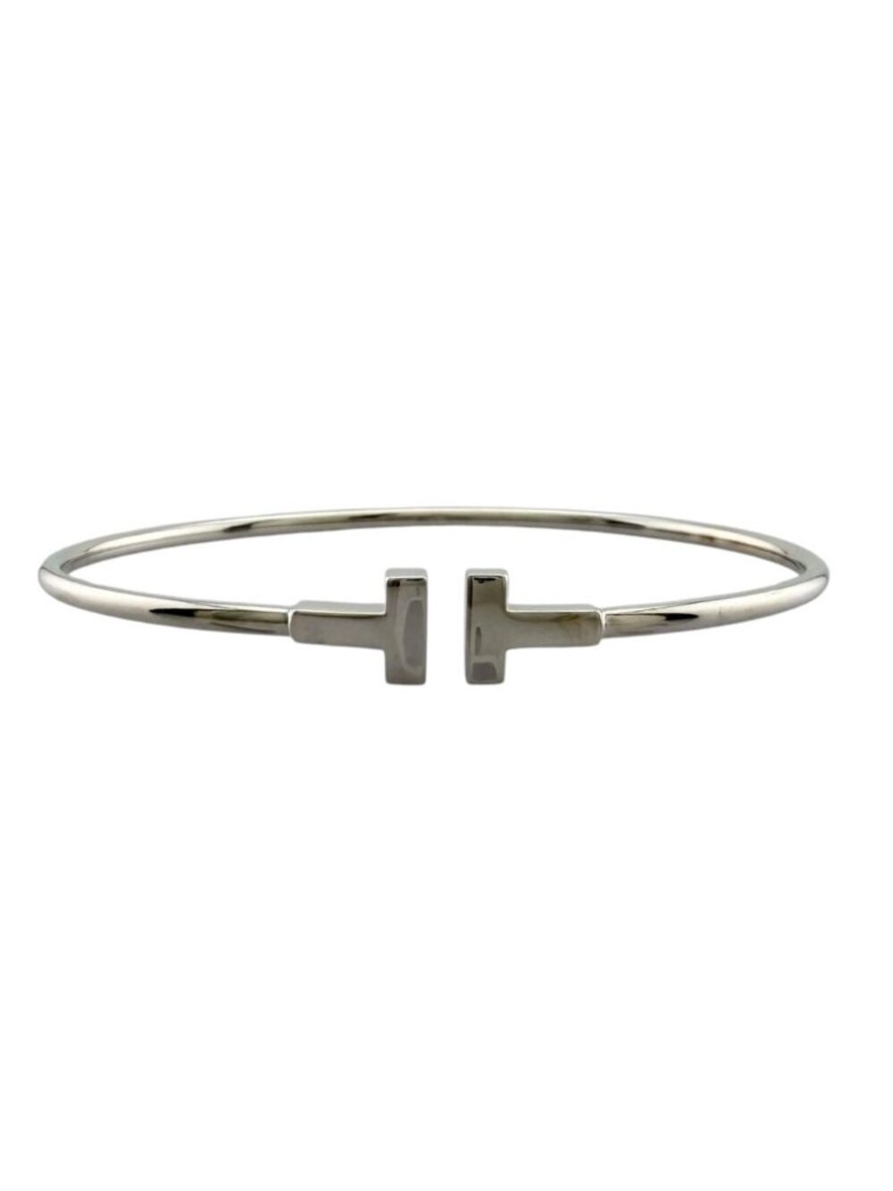 Tiffany & Co T Wire Bangle 18k White Gold Bracelet